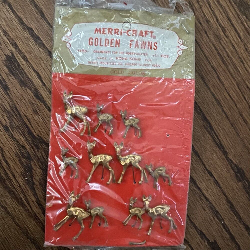 Vintage Merri Craft Gold Color Deer Fawn Decorating DIY Craft Christmas Minis